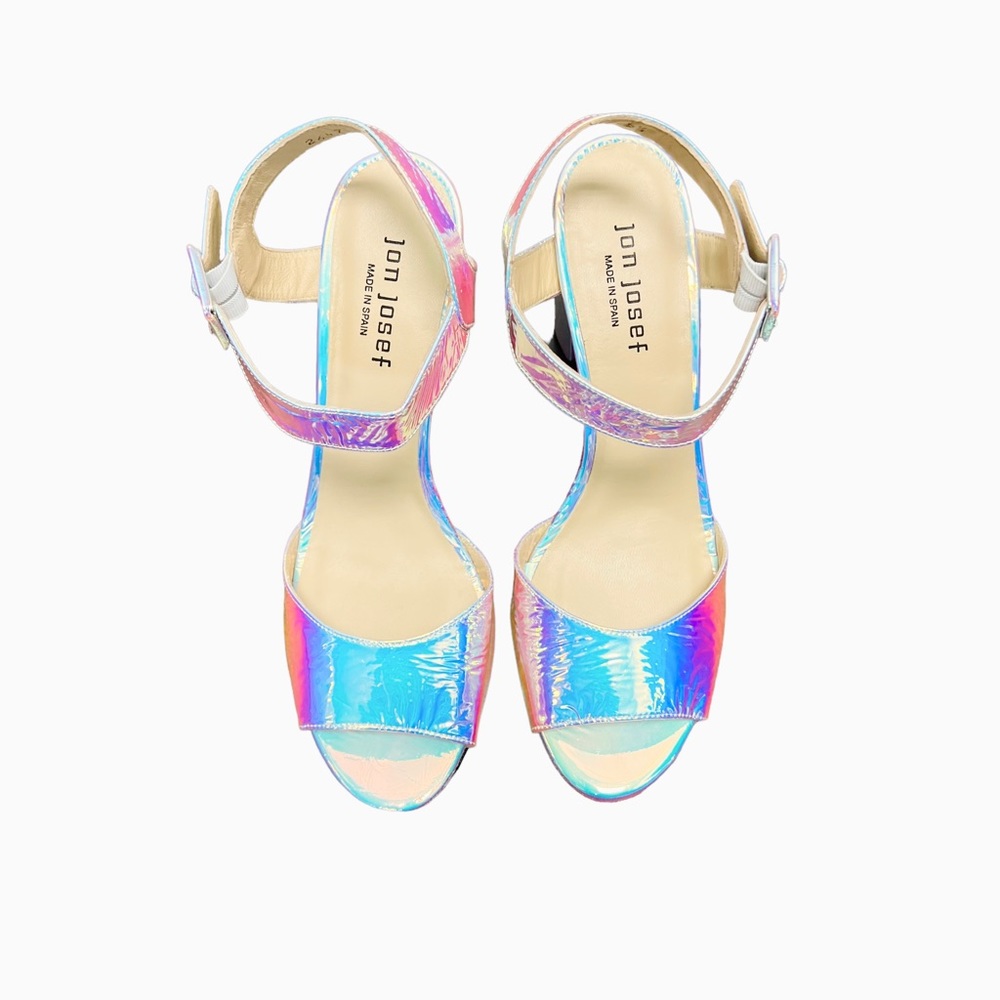 NEW Jon Josef Saffron lI Block Heel Metallic Sandal - Picture 4 of 6